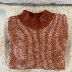 Lulu's Rust Brown Ribbed Mock-neck Sweater Size Small